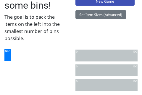 Thumbnail of Bin Packing interactive